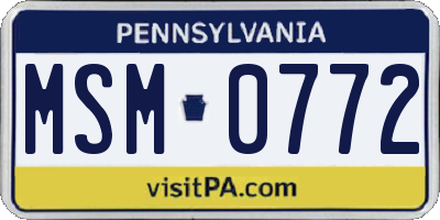 PA license plate MSM0772