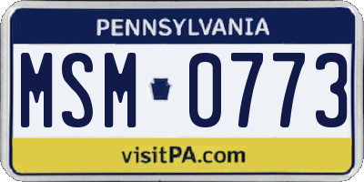 PA license plate MSM0773