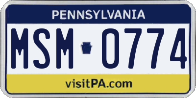 PA license plate MSM0774
