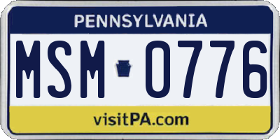 PA license plate MSM0776