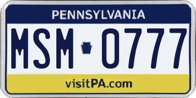 PA license plate MSM0777
