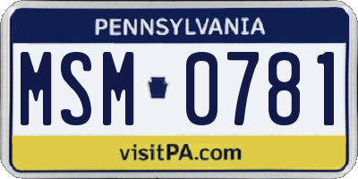 PA license plate MSM0781