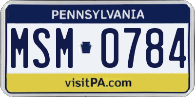 PA license plate MSM0784