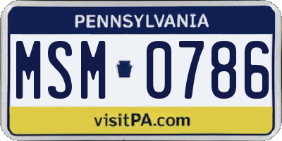 PA license plate MSM0786