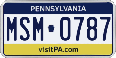 PA license plate MSM0787