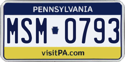 PA license plate MSM0793