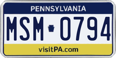 PA license plate MSM0794