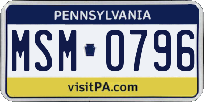 PA license plate MSM0796