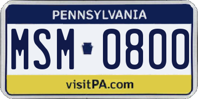 PA license plate MSM0800