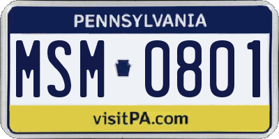 PA license plate MSM0801
