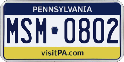 PA license plate MSM0802