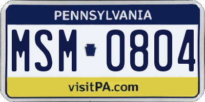 PA license plate MSM0804