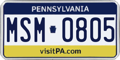 PA license plate MSM0805