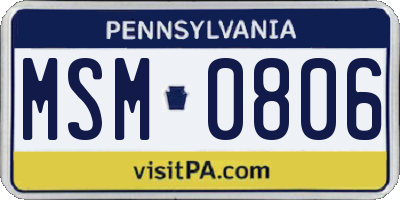 PA license plate MSM0806