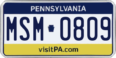 PA license plate MSM0809