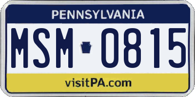 PA license plate MSM0815