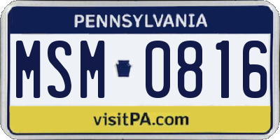 PA license plate MSM0816