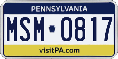 PA license plate MSM0817