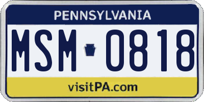PA license plate MSM0818