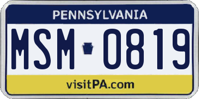 PA license plate MSM0819