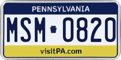 PA license plate MSM0820