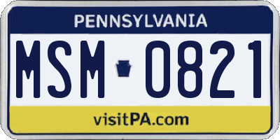 PA license plate MSM0821