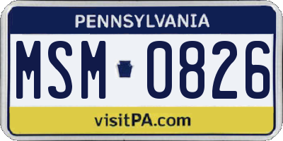 PA license plate MSM0826