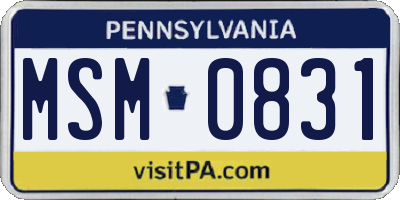 PA license plate MSM0831