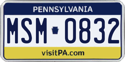 PA license plate MSM0832