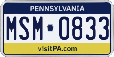 PA license plate MSM0833