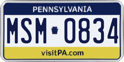 PA license plate MSM0834