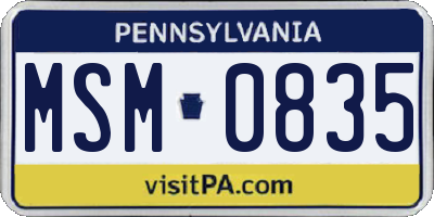 PA license plate MSM0835