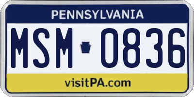 PA license plate MSM0836