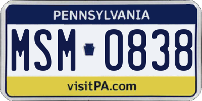 PA license plate MSM0838