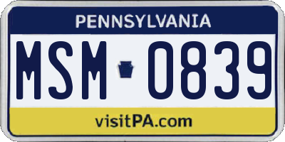 PA license plate MSM0839