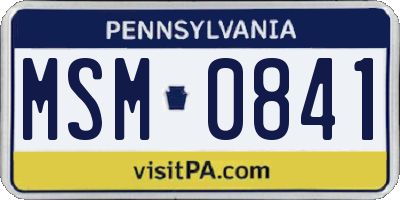 PA license plate MSM0841