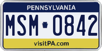 PA license plate MSM0842
