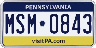 PA license plate MSM0843