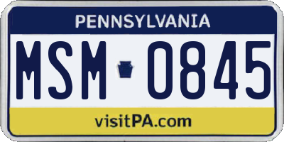 PA license plate MSM0845