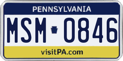PA license plate MSM0846