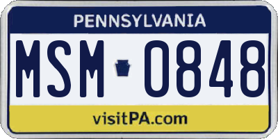 PA license plate MSM0848
