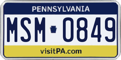 PA license plate MSM0849