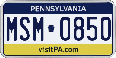 PA license plate MSM0850