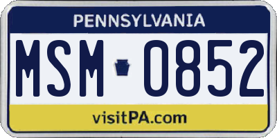 PA license plate MSM0852
