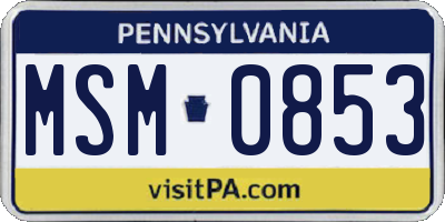 PA license plate MSM0853