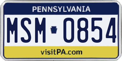 PA license plate MSM0854