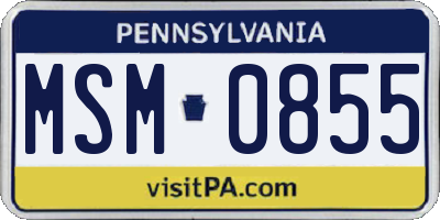 PA license plate MSM0855