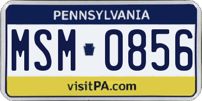 PA license plate MSM0856