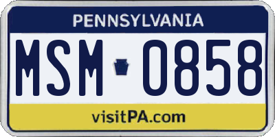 PA license plate MSM0858
