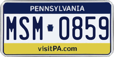 PA license plate MSM0859